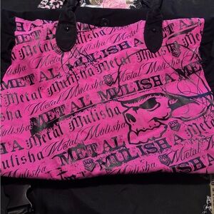 Metal Mulisha Black and Pink Graphic Tote